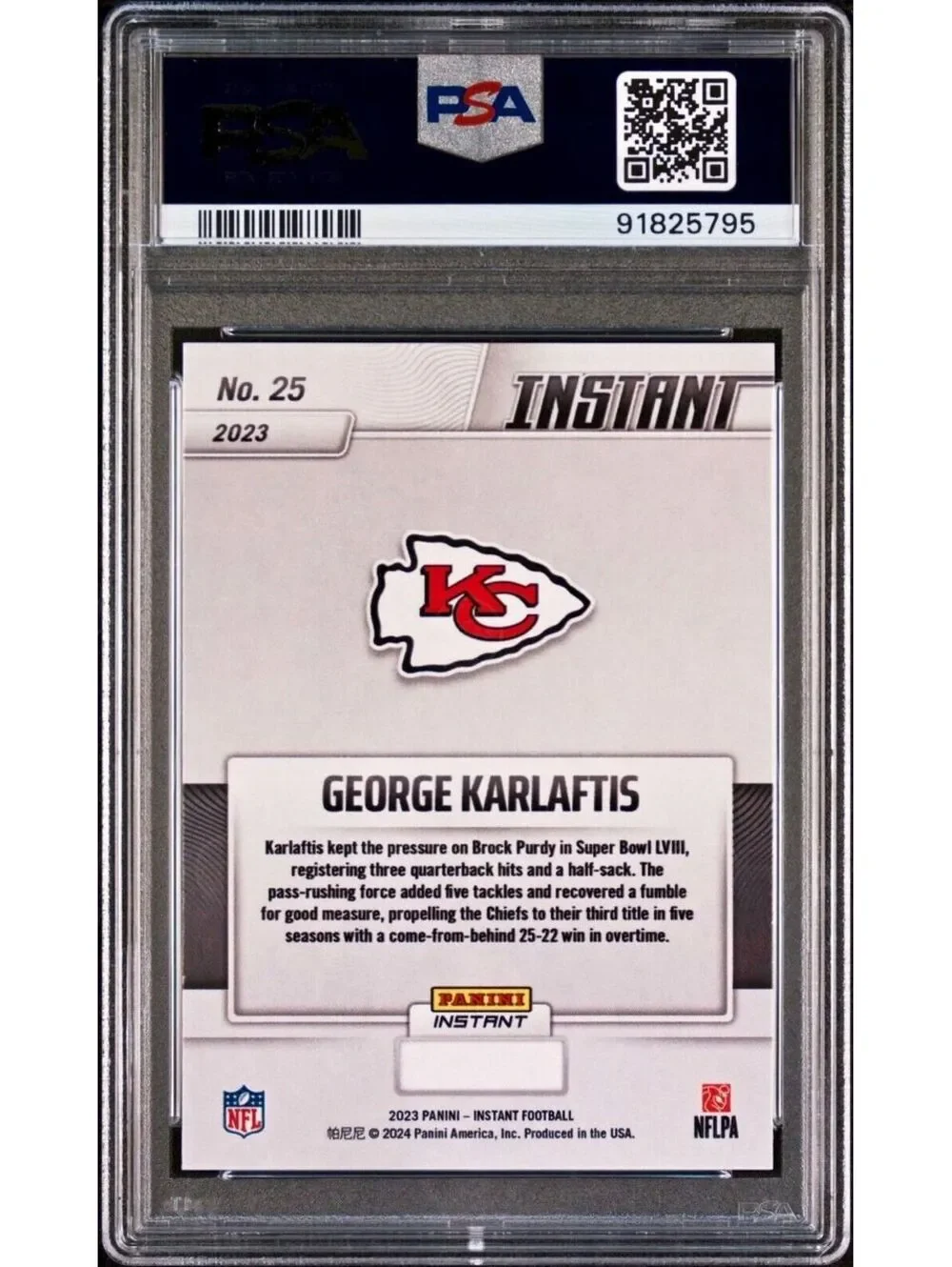 George Karlaftis 2023 Panini NFL Superbowl Champions #25 Card PSA 9 Mint